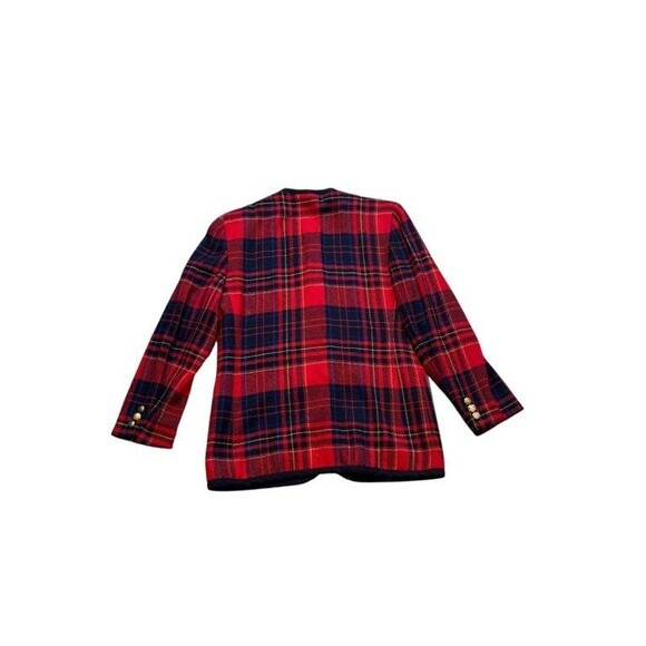 Liz Claiborne Plaid Blazer Gold Button Womens Size 6P Petite VTG Red Blue Check - Picture 3 of 8